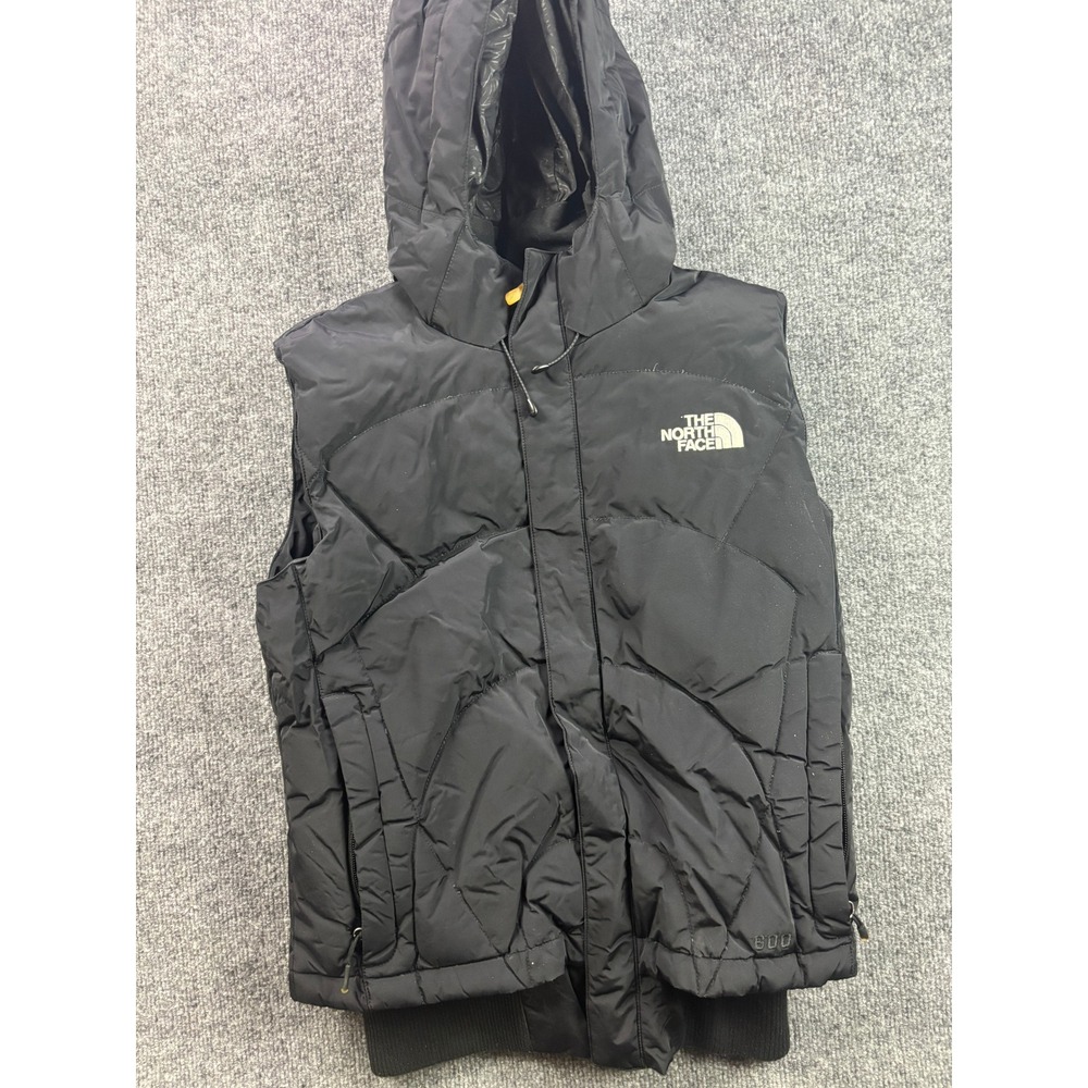 The North Face Puffer Vest Womens Medium Black 600 Down Hooded Quilted